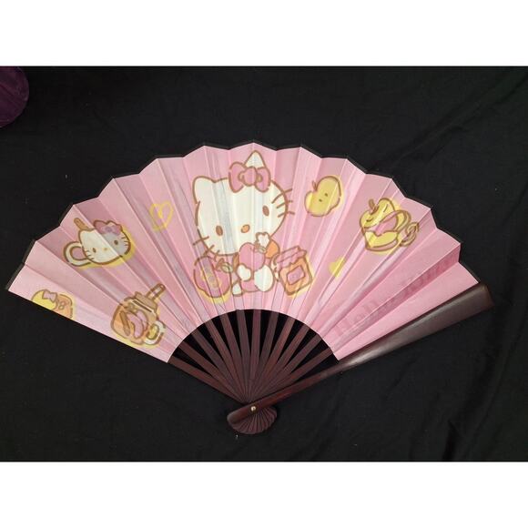 Best Japanese Anime Sanrio Hello Kitty Pink Folding Found Fan - Picture 2 of 2